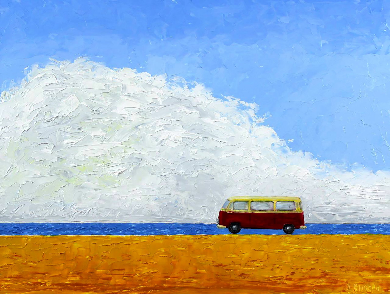Oil painting Journey to the sea Andriy Klishyn: Title: Oil painting Journey to the sea Andriy Klishyn Description: 38KLISH Painter: Andriy Klishyn Size: 30x40 cm/11.81x15.74 inches Components: oil, dvp Original painting CONDITION: excellent