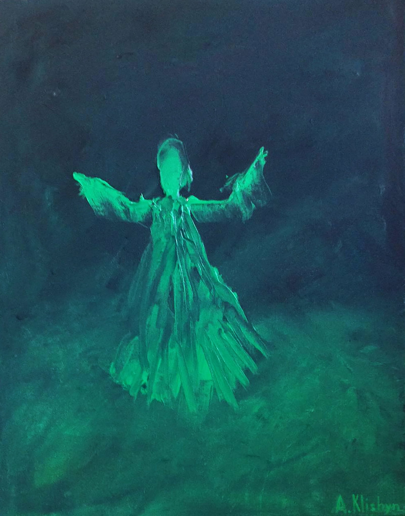 Oil painting Night guest Andriy Klishyn: Title: Oil painting Night guest Andriy Klishyn Description: 54KLISH Painter: Andriy Klishyn Size: 50x40 cm/19.68x15.74 inches Components: oil, canvas Original painting CONDITION: excellent ARTIST: