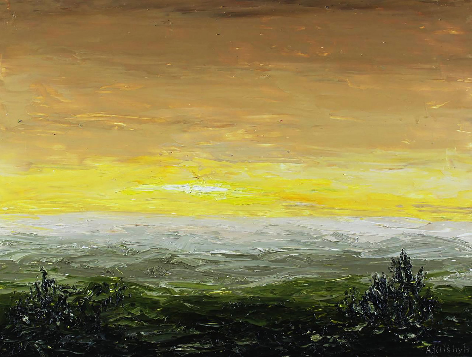 Oil painting Beige landscape Andriy Klishyn: Title: Oil painting Beige landscape Andriy Klishyn Description: 63KLISH Painter: Andriy Klishyn Size: 30x40 cm/11.81x15.74 inches Components: oil, dvp Original painting CONDITION: excellent ARTIST: Bo