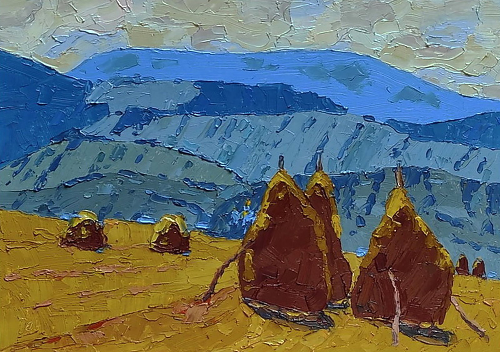 Oil painting Midsummer Yaroslav Savchyn: Title: Oil painting Midsummer Yaroslav Savchyn Description: 41SAVCH Painter: Yaroslav Savchyn Size: 21x30 cm/8.26x11.81 inches Components: oil, canvas on cardboard Original painting CONDITION: excelle