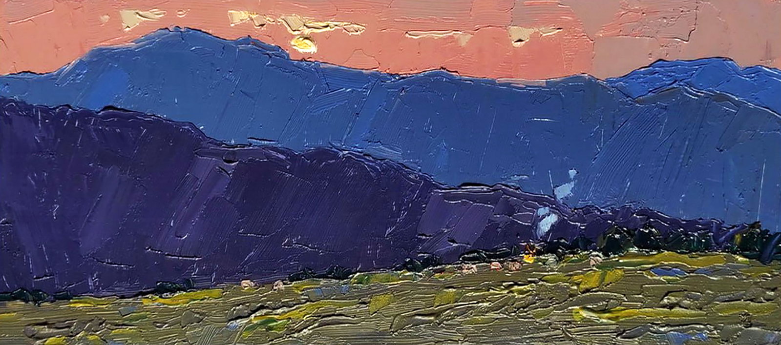 Oil painting Evening mountains Yaroslav Savchyn: Title: Oil painting Evening mountains Yaroslav Savchyn Description: 63SAVCH Painter: Yaroslav Savchyn Size: 14x34 cm/5.51x13.38 inches Components: oil, hardboard Original painting CONDITION: excellent