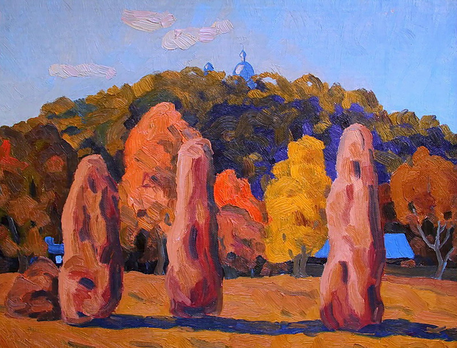 Oil painting Autumn under the mountain Yaroslav Savchyn: Title: Oil painting Autumn under the mountain Yaroslav Savchyn Description: 74SAVCH Painter: Yaroslav Savchyn Size: 51x66 cm/20.07x25.98 inches Components: oil, hardboard Original painting CONDITION: