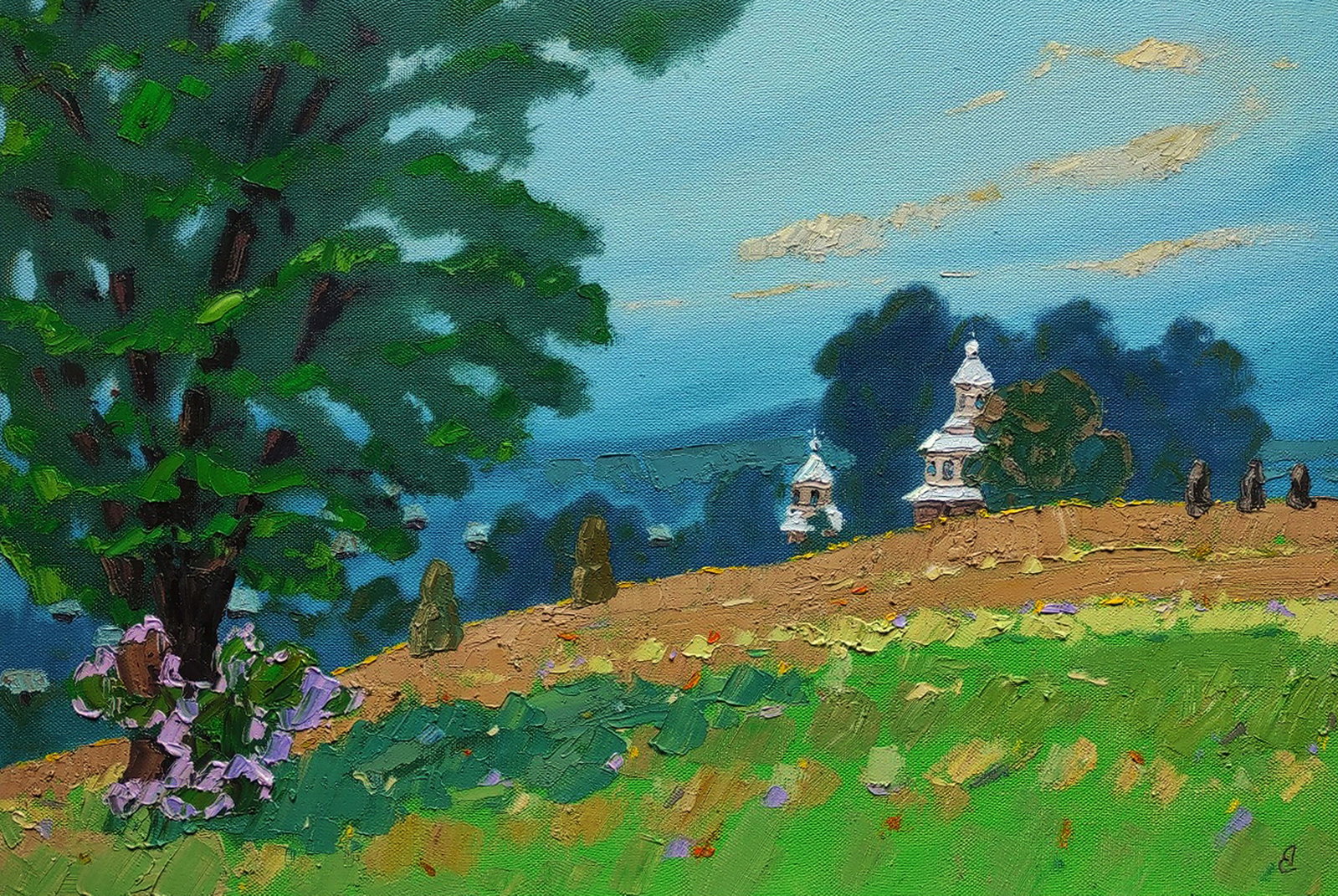 Oil painting Summer meadows Yaroslav Savchyn: Title: Oil painting Summer meadows Yaroslav Savchyn Description: 88SAVCH Painter: Yaroslav Savchyn Size: 40x60 cm/15.74x23.62 inches Components: oil, canvas Original painting CONDITION: excellent