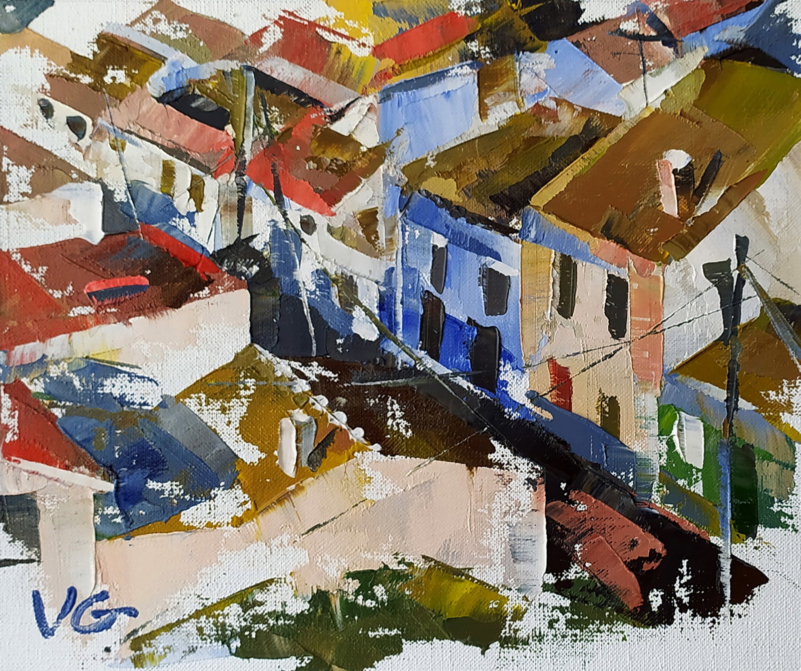 Oil painting Early morning in the city Volodymyr Gluhomanyuk: Title: Oil painting Early morning in the city Volodymyr Gluhomanyuk Description: 7GLUX Painter: Volodymyr Gluhomanyuk Size: 25x30 cm/9.84x11.81 inches Components: oil, canvas Original painting -