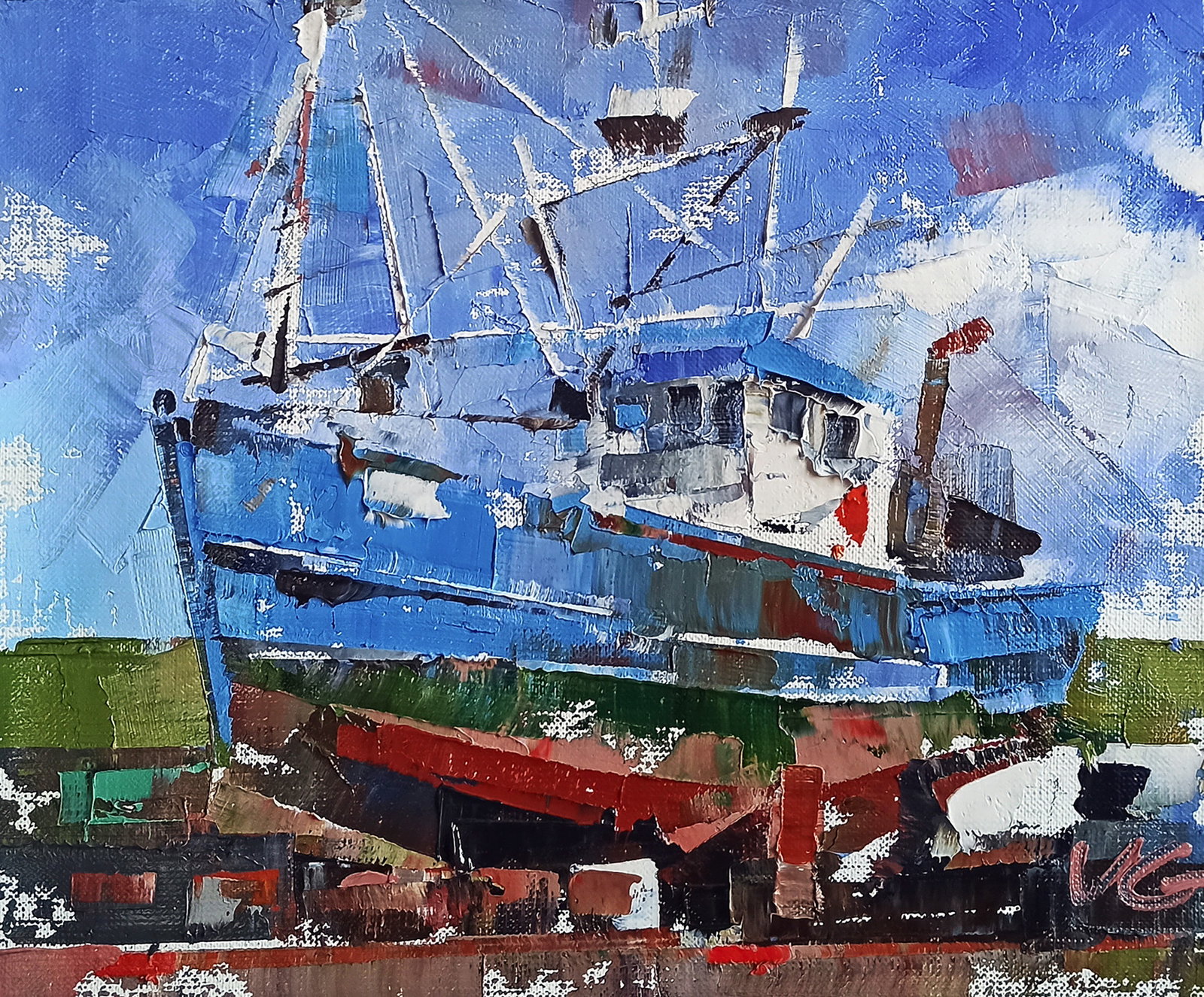Oil painting A ship at sea Volodymyr Gluhomanyuk (1 of 7)