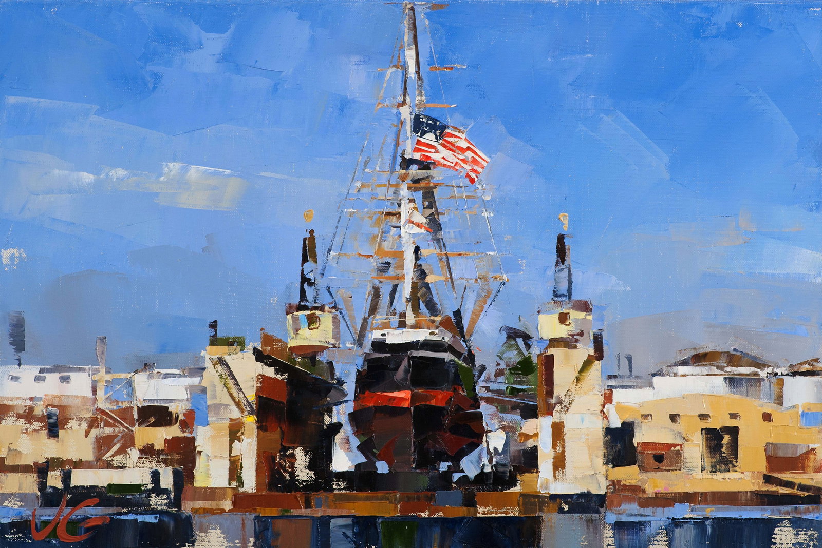 Oil painting Sailboat Star of India Volodymyr Gluhomanyuk (1 of 7)