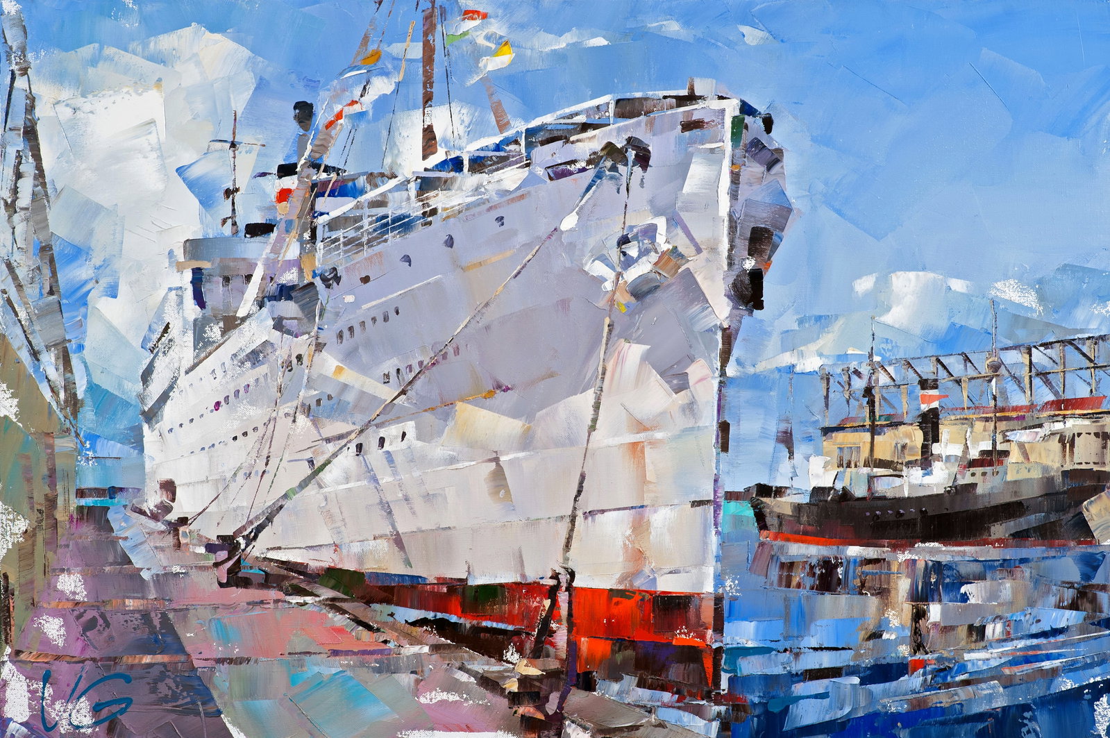 Oil painting Passenger steamship Milwaukee Volodymyr Gluhomanyuk (1 of 7)