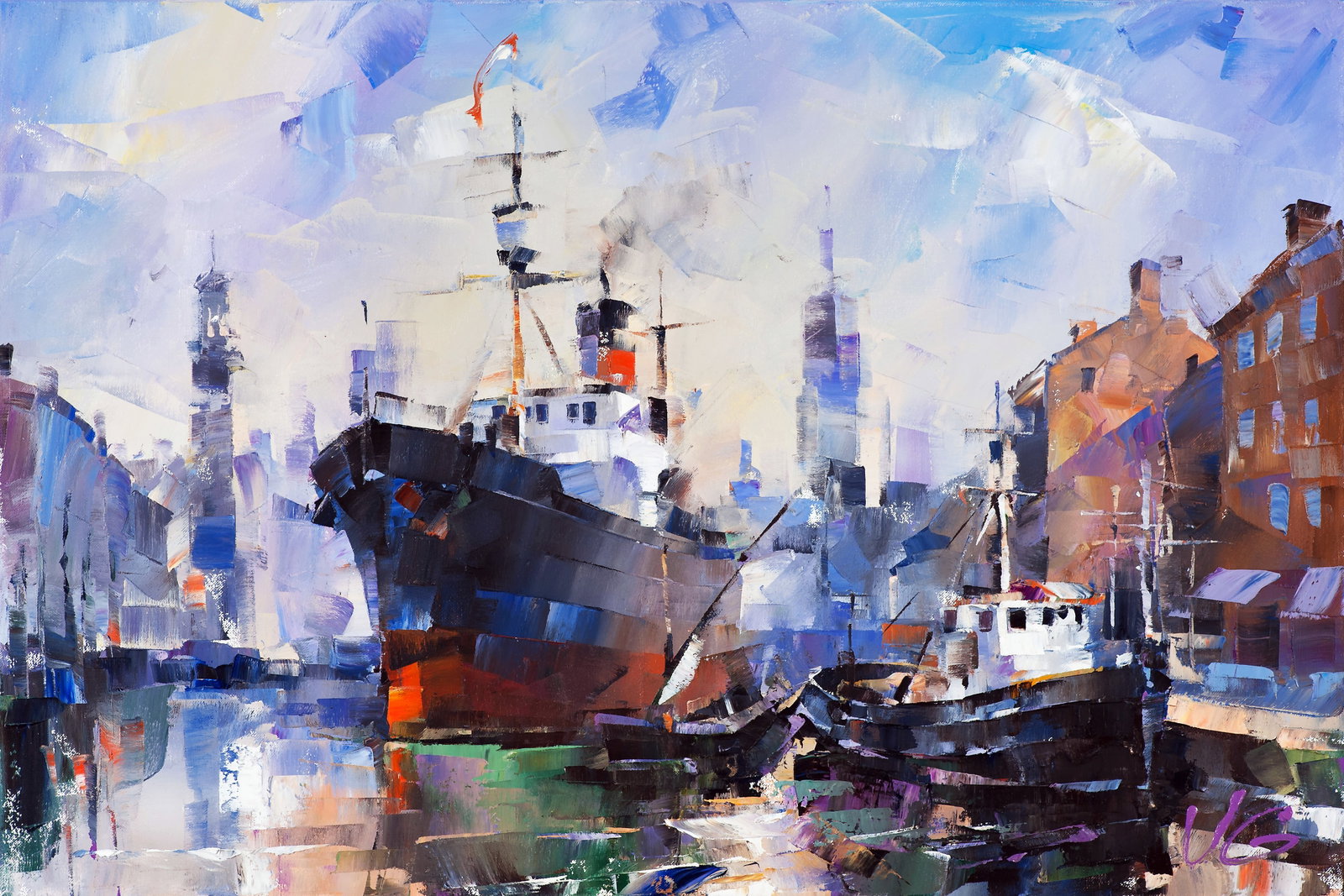 Oil painting New contours Volodymyr Gluhomanyuk: Title: Oil painting New contours Volodymyr Gluhomanyuk Description: 62GLUX Painter: Volodymyr Gluhomanyuk Size: 60x90 cm/23.62x35.43 inches Components: oil, canvas Original painting - series Golden ag