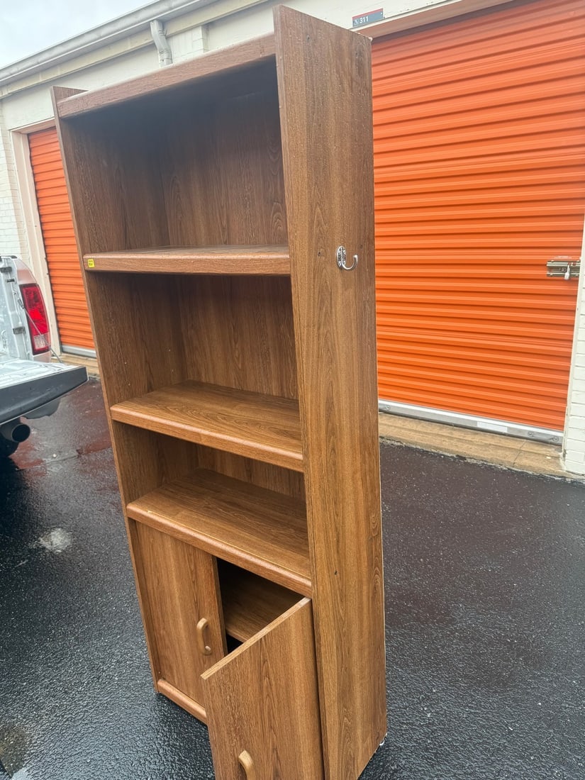 Contemporary Wood Look Organizer Shelf with Cabinet and Drawer - 2