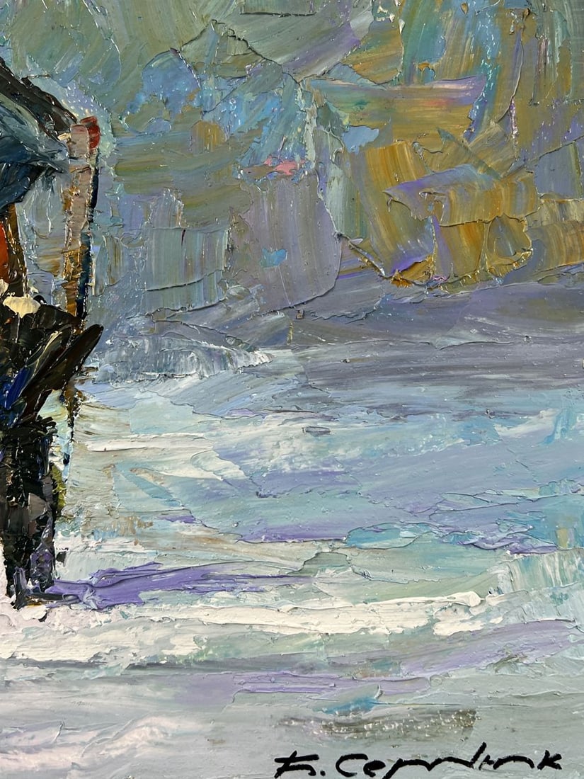 Oil painting Sleigh Ride on a Winter Road Boris Serdyuk - 10