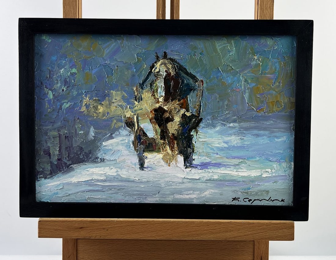 Oil painting Sleigh Ride on a Winter Road Boris Serdyuk (1 of 11)