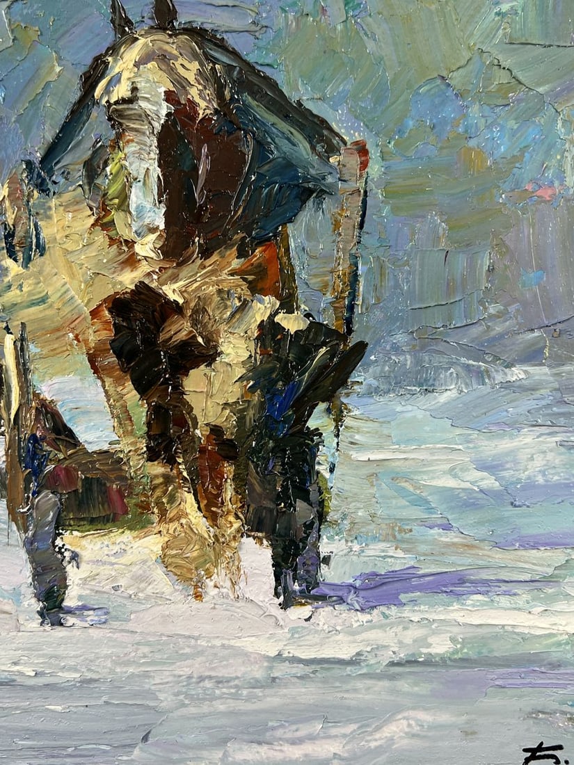 Oil painting Sleigh Ride on a Winter Road Boris Serdyuk - 8