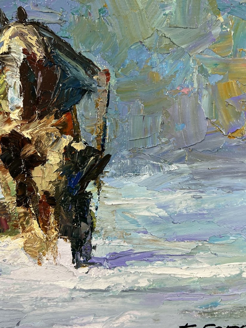 Oil painting Sleigh Ride on a Winter Road Boris Serdyuk - 9