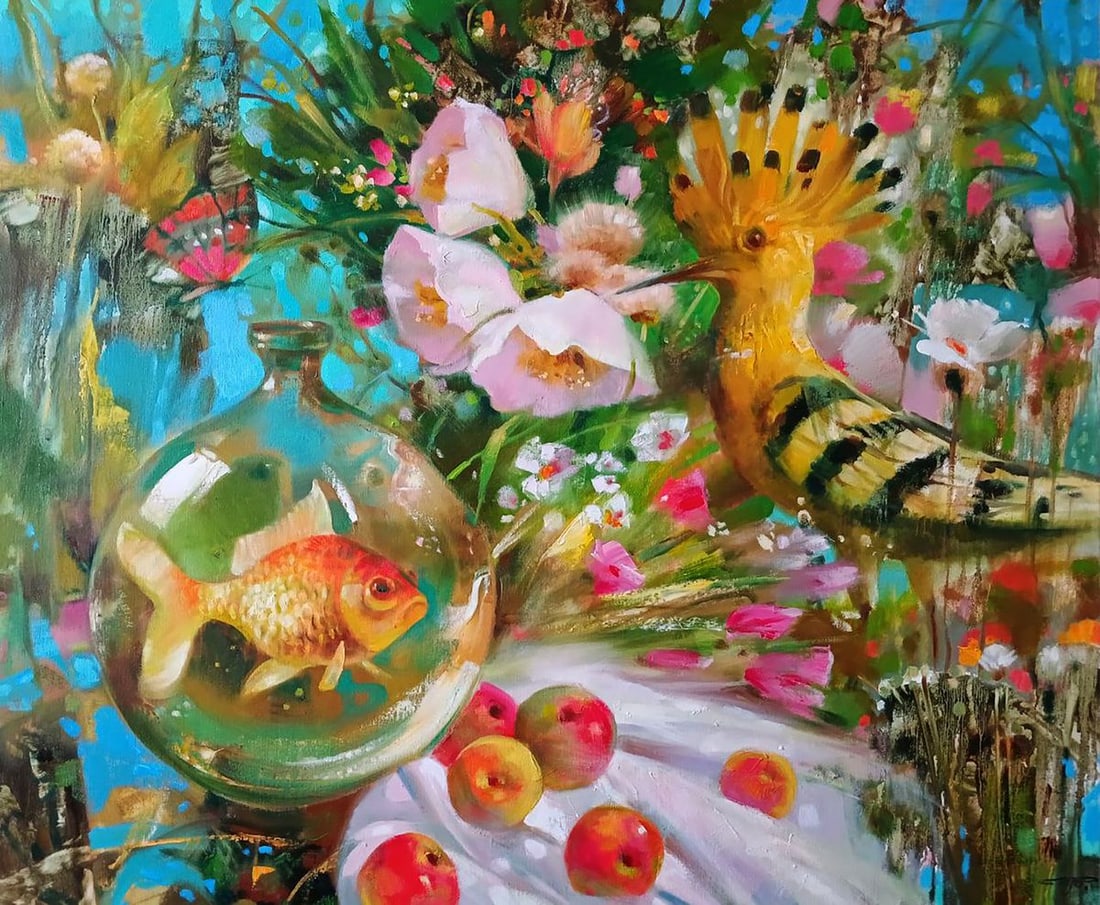 Abstract oil painting Festive Fauna Anatoly Tarabanov: Title: Abstract oil painting Festive Fauna Anatoly Tarabanov Description: Tar 430Abstract oil painting Festive Fauna Anatoly Tarabanov is a vibrant and imaginative composition that showcases the artis