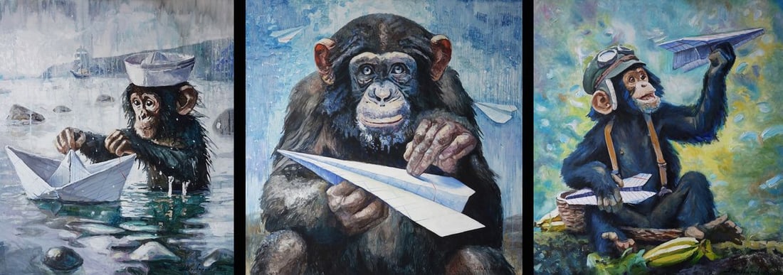 Oil painting Portrait of little monkeys Anatoly Varvarov (1 of 10)