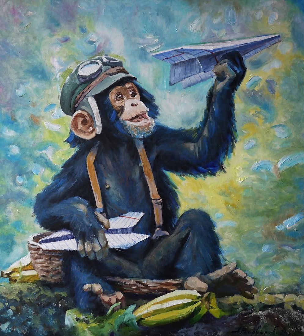 Oil painting Portrait of little monkeys Anatoly Varvarov - 8