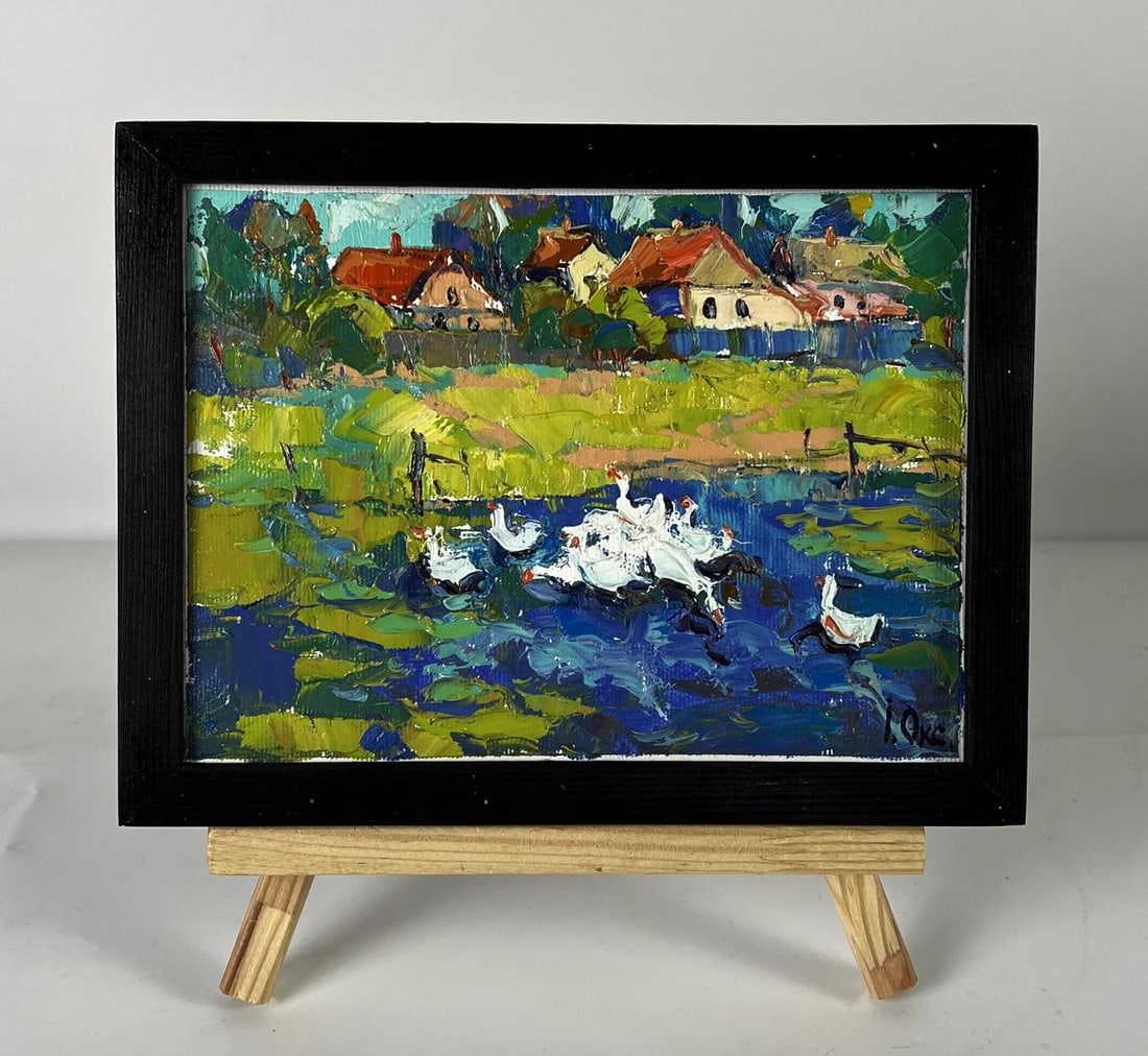 Oil painting Ducklings are splashing Oksana Ivanyuk: Title: Oil painting Ducklings are splashing Oksana Ivanyuk Description: AAA6409*** ABOUT THIS PAINTING **** TITLE: "Ducklings are splashing"* ARTISTS: Oksana Ivanyuk* SIZE: 15x20 cm/5.90x7.87 inches'*