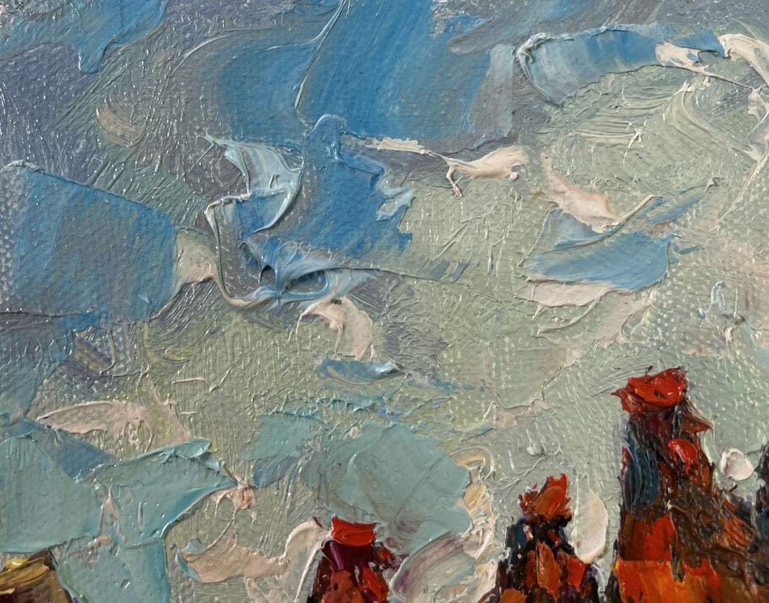 Oil painting Morning rooster crowing Oksana Kalenyuk - 7