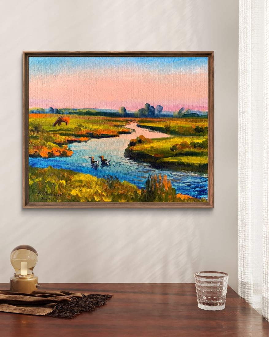 Oil painting Ducks in the river Valentina Simashchuk - 3