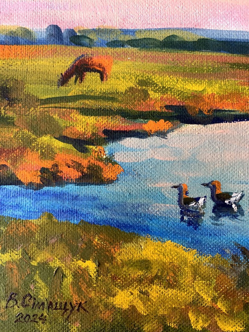 Oil painting Ducks in the river Valentina Simashchuk - 6