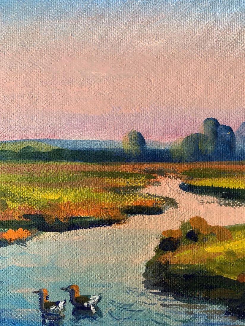 Oil painting Ducks in the river Valentina Simashchuk - 7