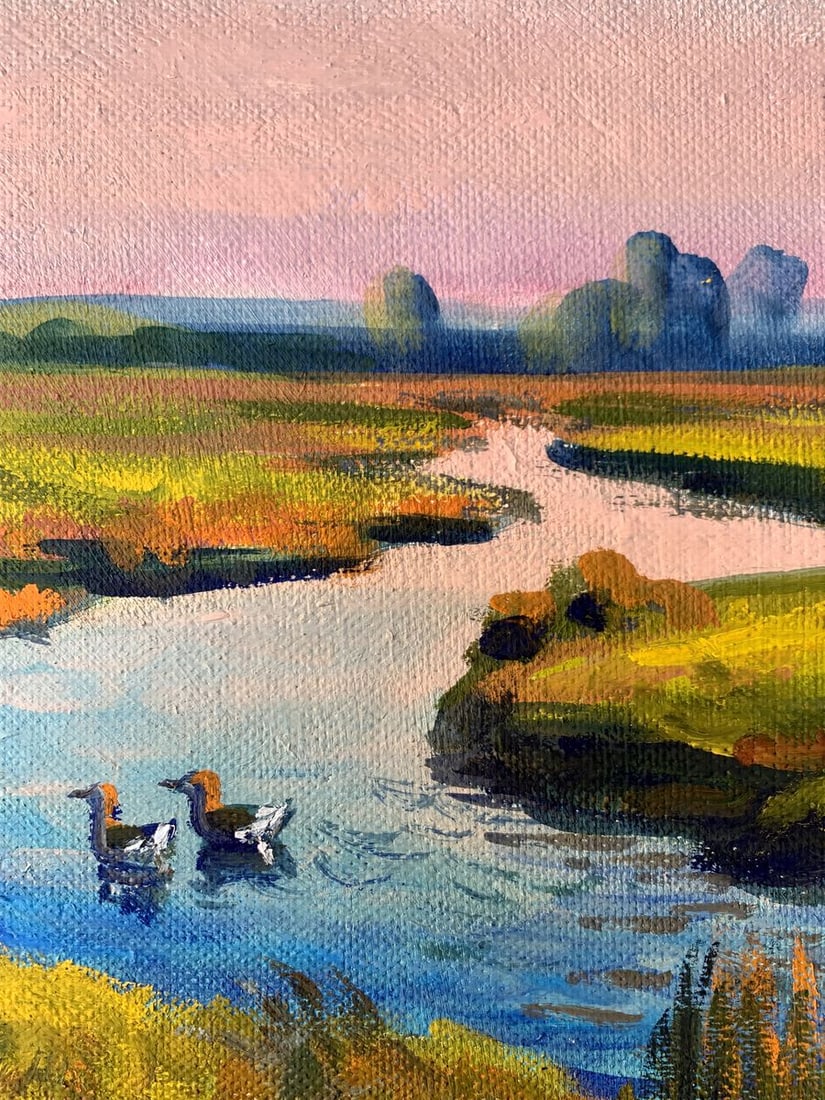 Oil painting Ducks in the river Valentina Simashchuk - 8