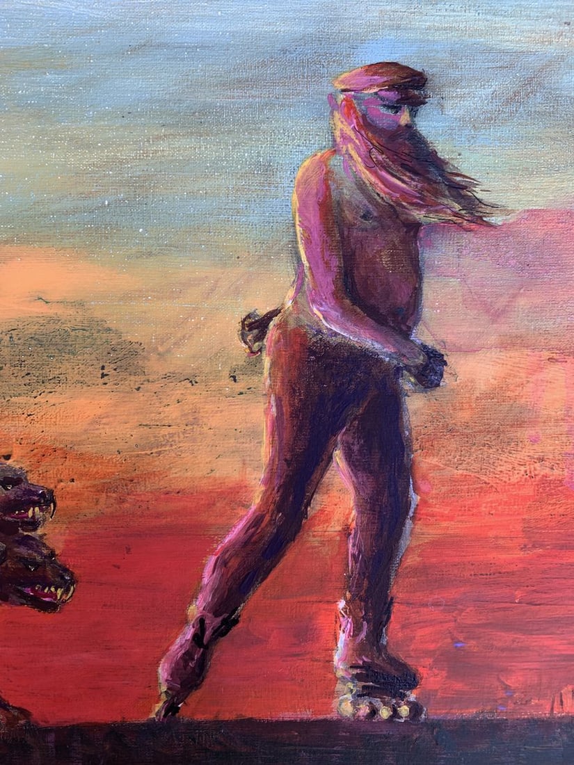 Oil painting Man and Cerberus at Sunset Dmitry Arkadyev - 10