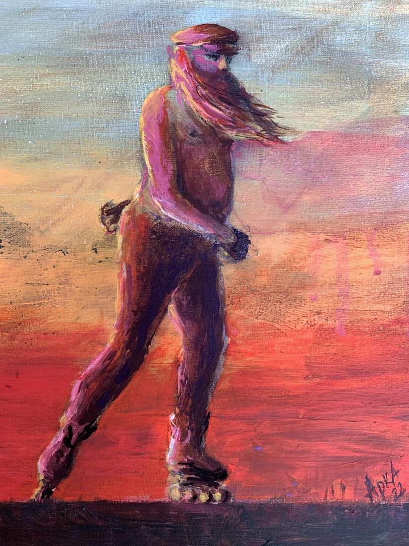 Oil painting Man and Cerberus at Sunset Dmitry Arkadyev - 11