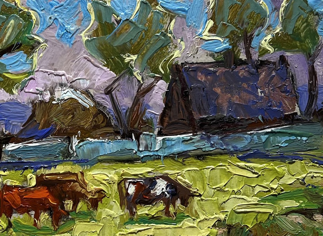 Oil painting Cows on a green field Alex Kalenyuk - 8