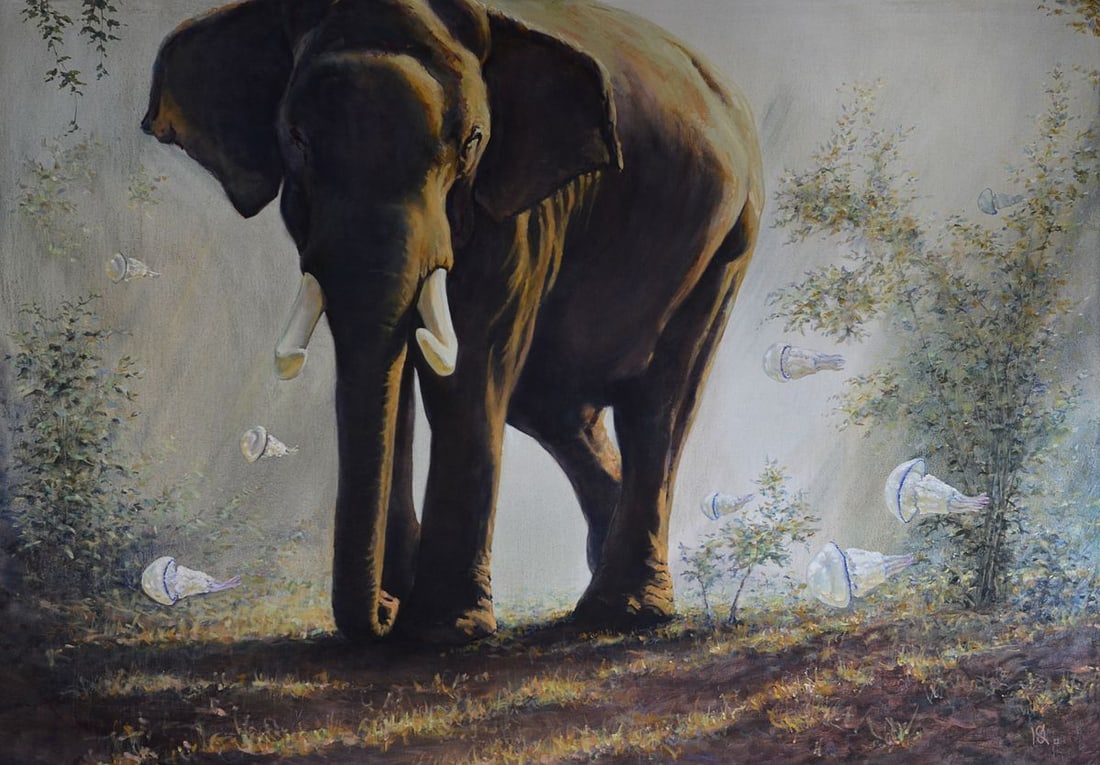 Oil painting Big meeting Oleg Kateryniuk: Title: Oil painting Big meeting Oleg Kateryniuk Description: Kat 6 This oil painting, entitled "The Great Meeting," is a beautiful and evocative work of art that captures the essence of the forest.