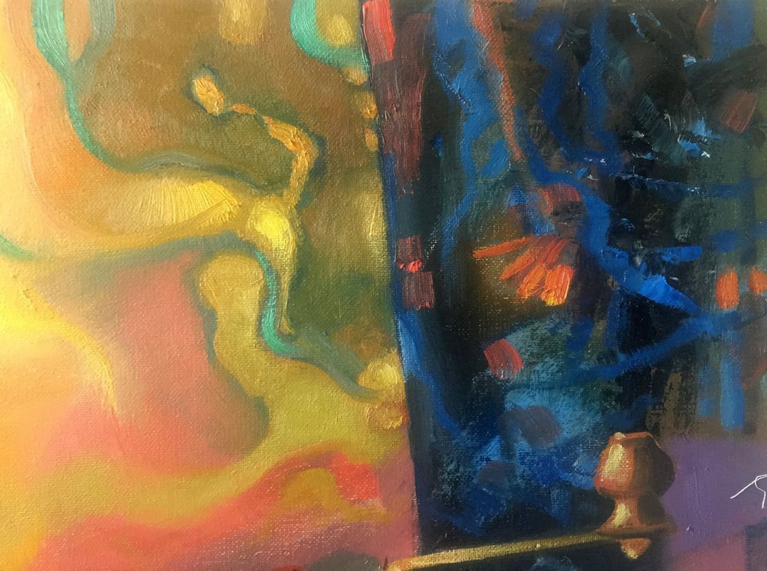 Abstract oil painting Still life with a parrot Anatoly Borisovich Tarabanov - 4