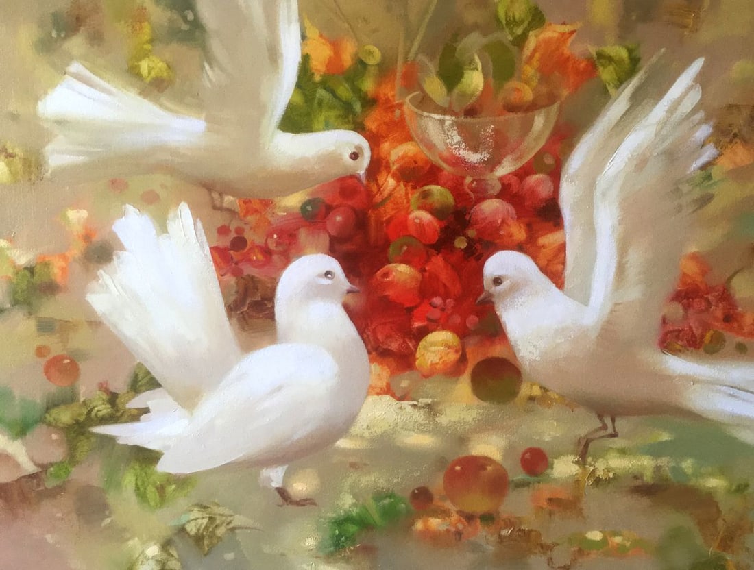 Abstract oil painting Pigeons Anatoly Borisovich Tarabanov (1 of 11)