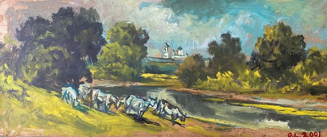 Oil painting By sula Alexander Arkadievich Litvinov: Title: Oil painting By sula Alexander Arkadievich Litvinov Description: Litv 37 *** ABOUT THIS PAINTING *** * TITLE: "By sula" * ARTISTS: Alexander Arkadievich Litvinov * SIZE: 17x41.5 cm/'6.69x16.33 