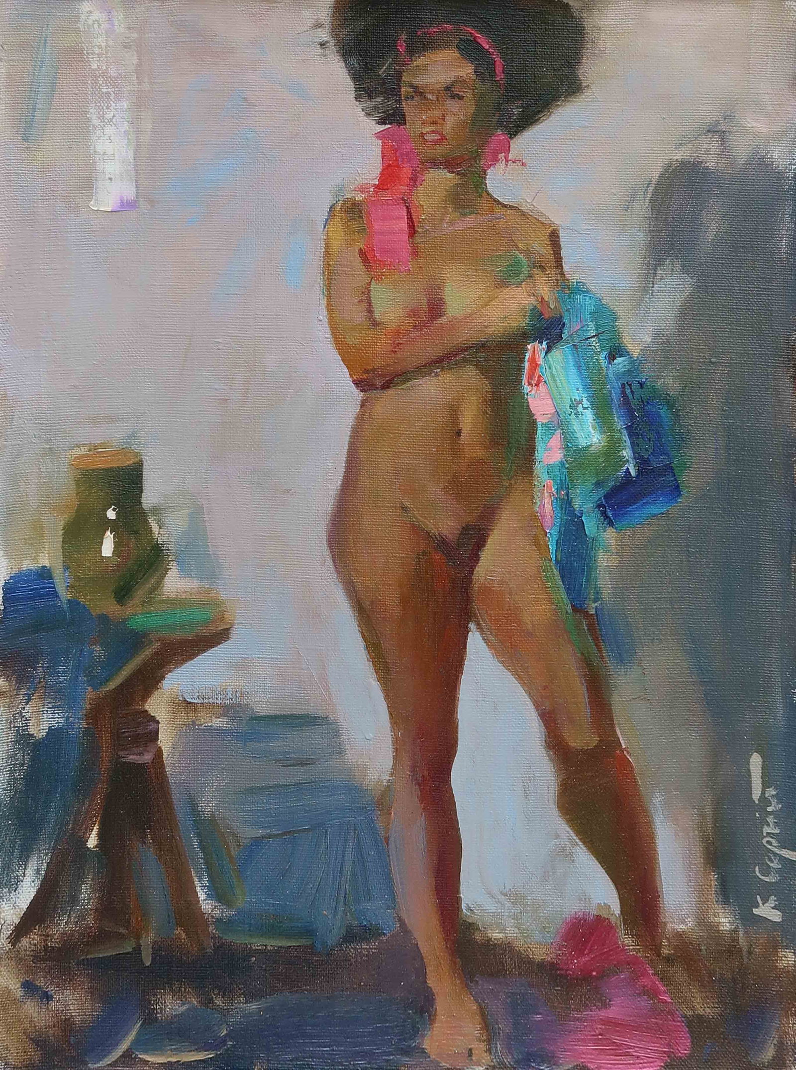 Oil painting mulatto Serg Kovalenko: Title: Oil painting mulatto Serg Kovalenko Description: 74SK Painter: Serg Kovalenko S?ze: 30x40 cm/11.8x15.7 inches Components: oil, canvas Original painting CONDITION: exellent ERA: modern