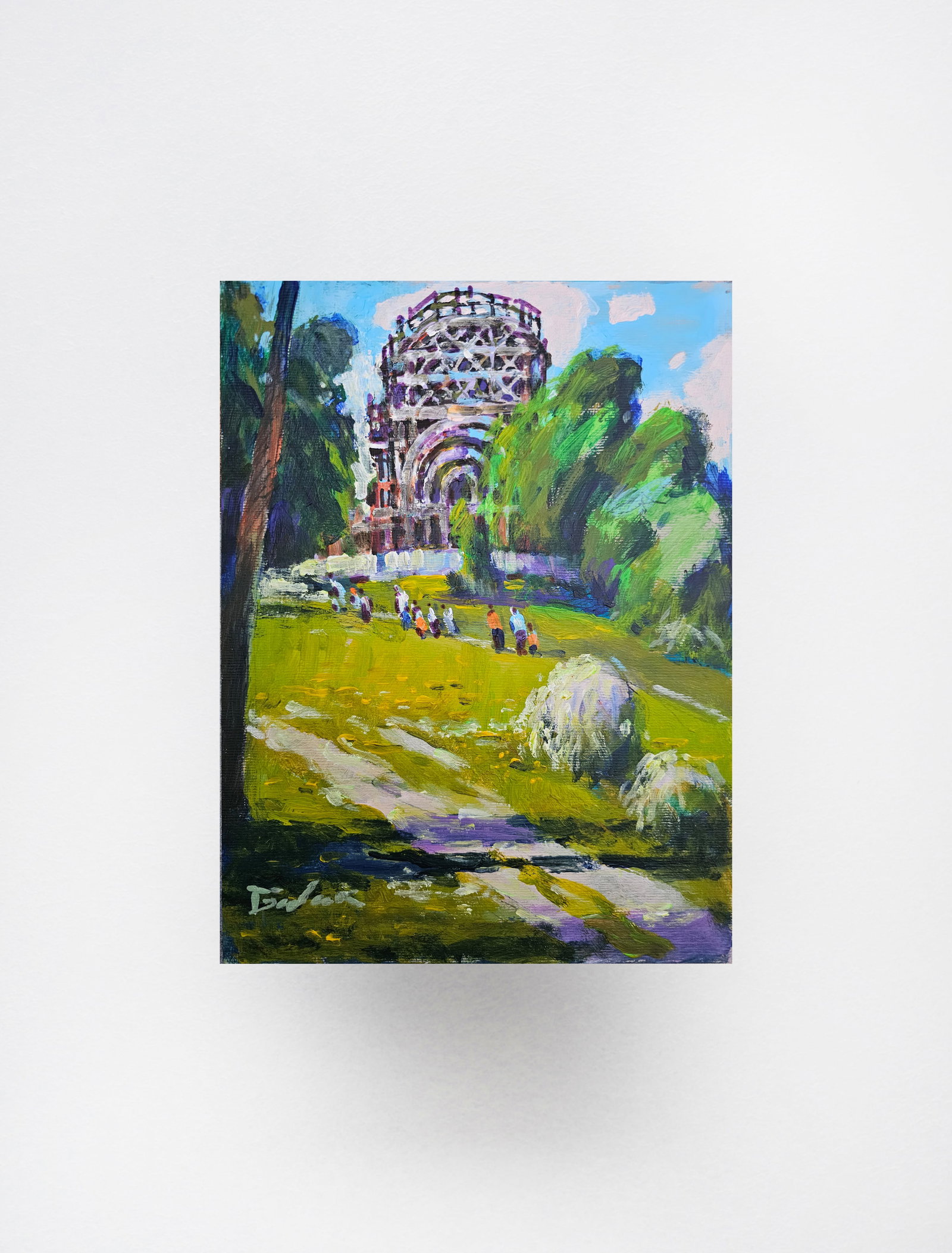 Acrylic painting Construction of St. Michael's Church Vyacheslav Petrovich Babac - 10
