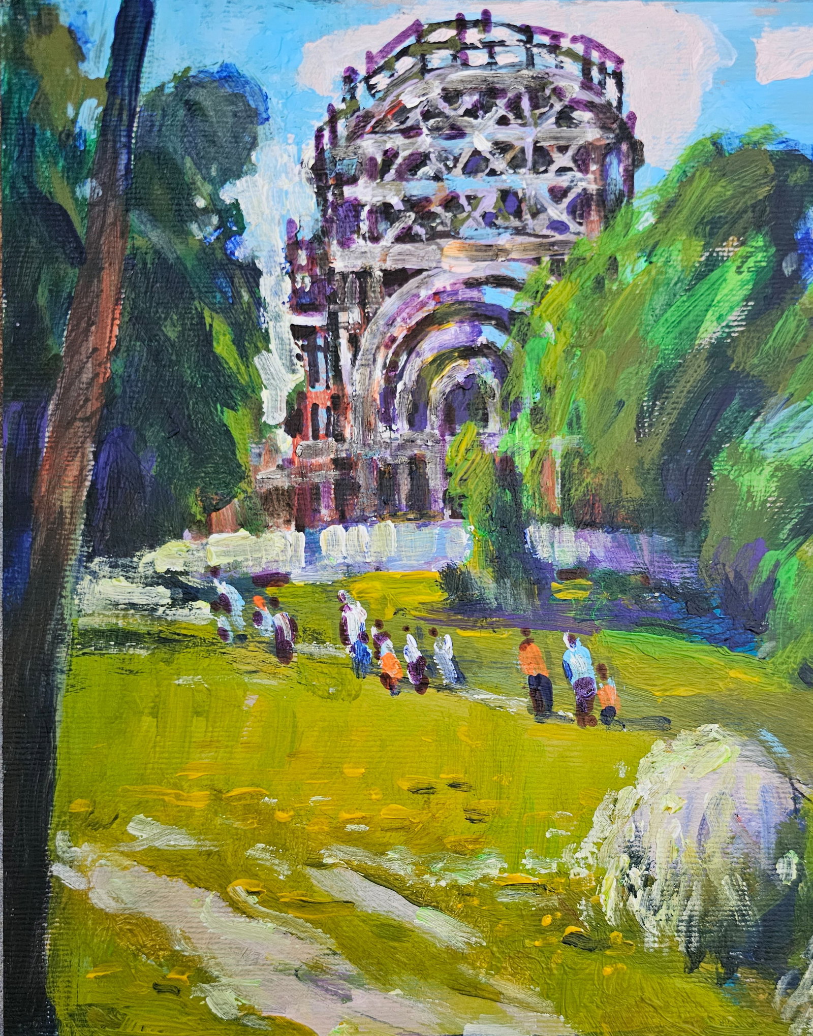 Acrylic painting Construction of St. Michael's Church Vyacheslav Petrovich Babac - 3