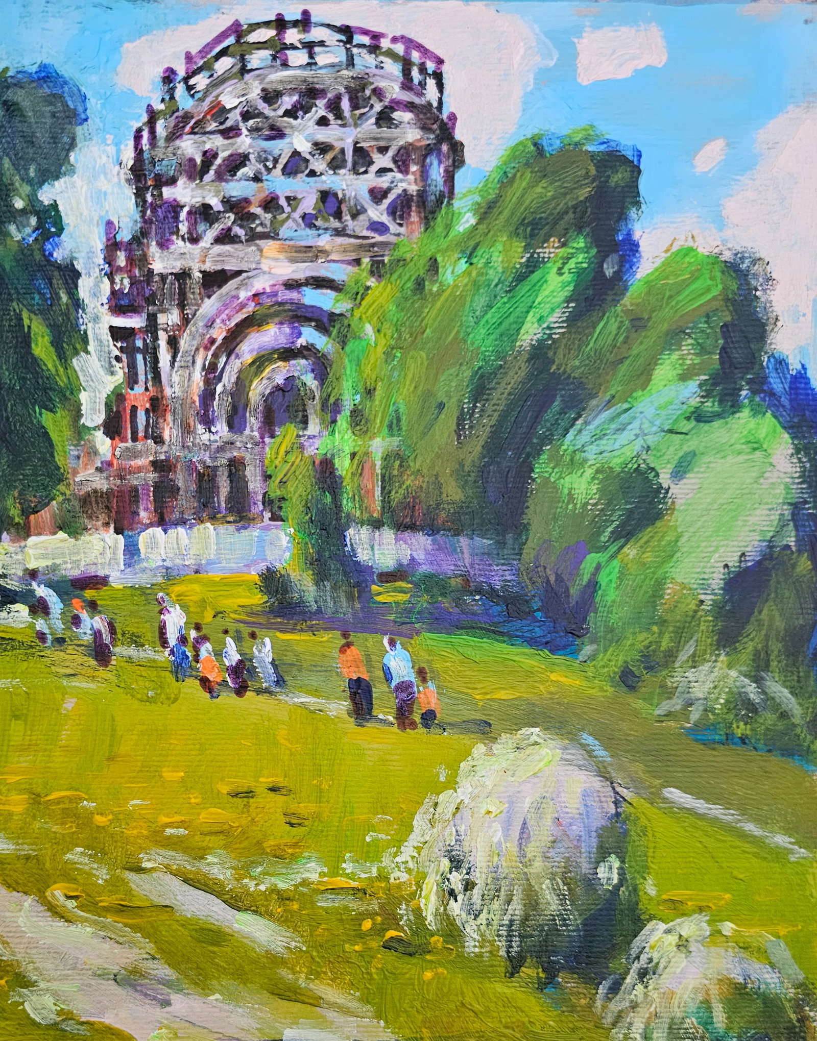 Acrylic painting Construction of St. Michael's Church Vyacheslav Petrovich Babac - 4