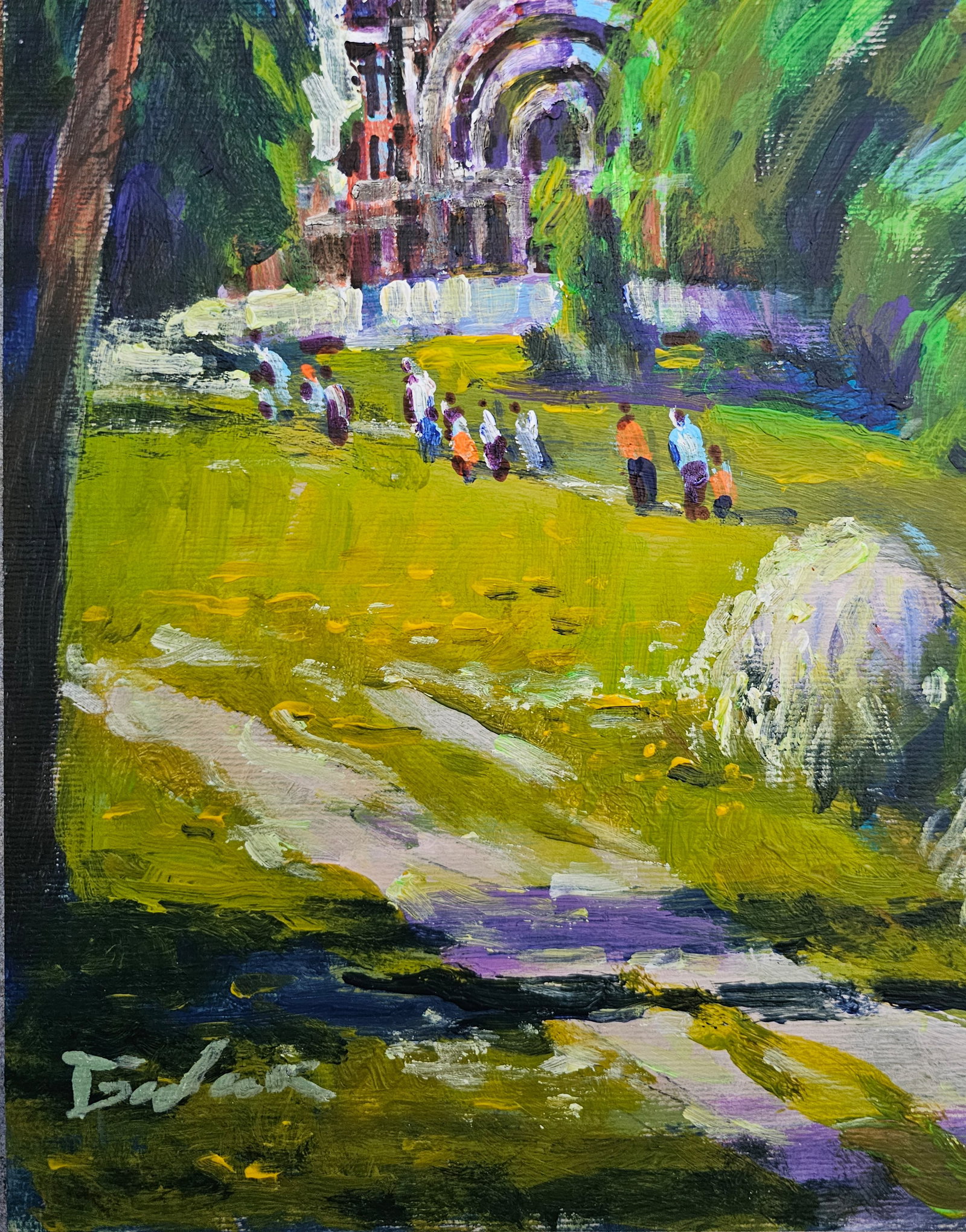 Acrylic painting Construction of St. Michael's Church Vyacheslav Petrovich Babac - 5