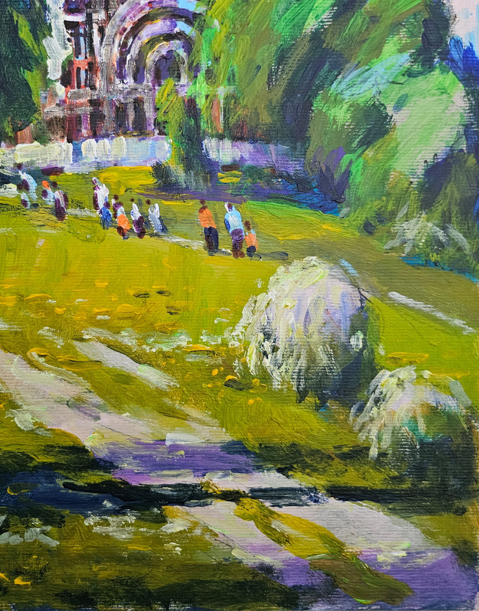 Acrylic painting Construction of St. Michael's Church Vyacheslav Petrovich Babac - 6