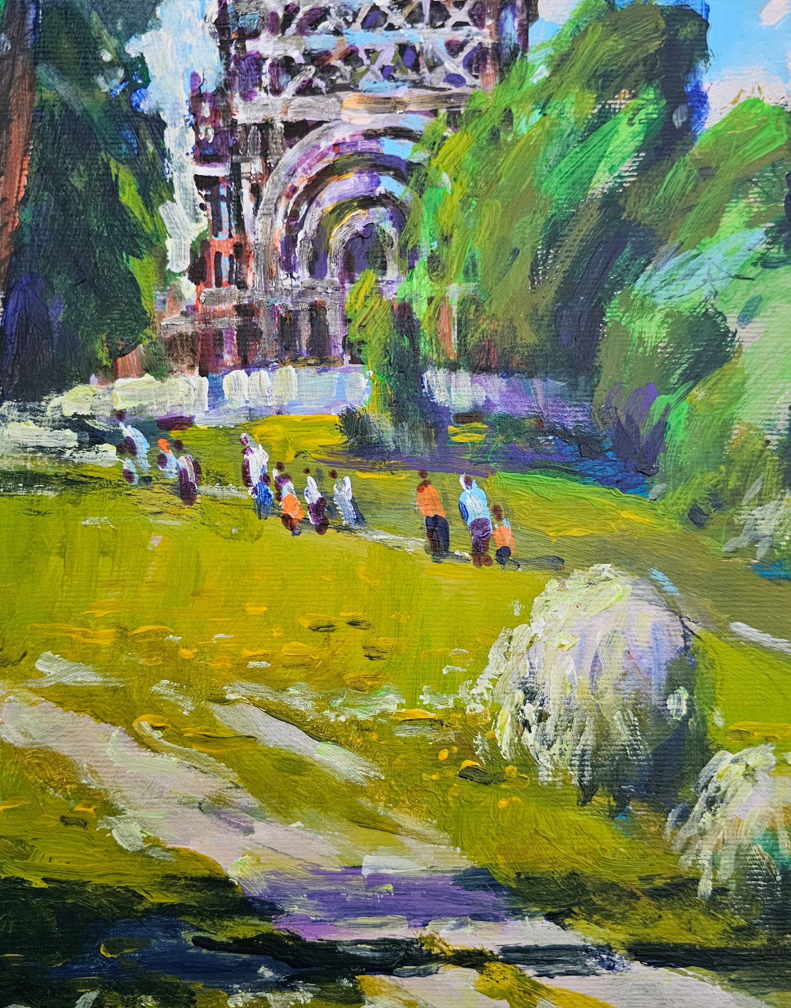 Acrylic painting Construction of St. Michael's Church Vyacheslav Petrovich Babac - 7