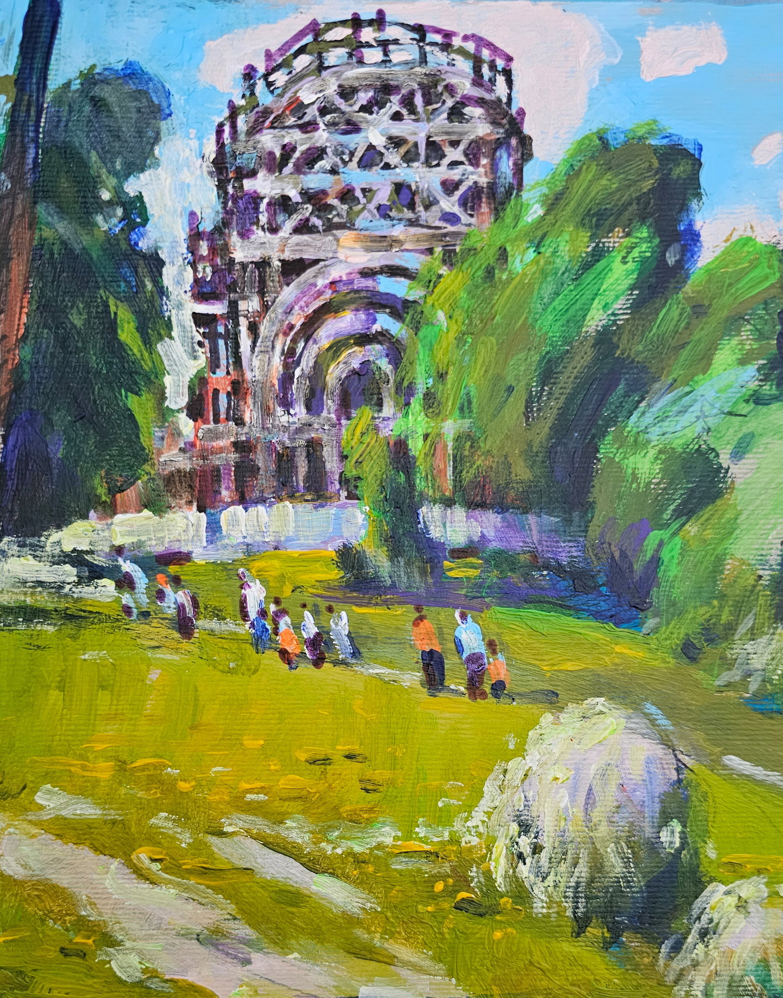 Acrylic painting Construction of St. Michael's Church Vyacheslav Petrovich Babac - 8