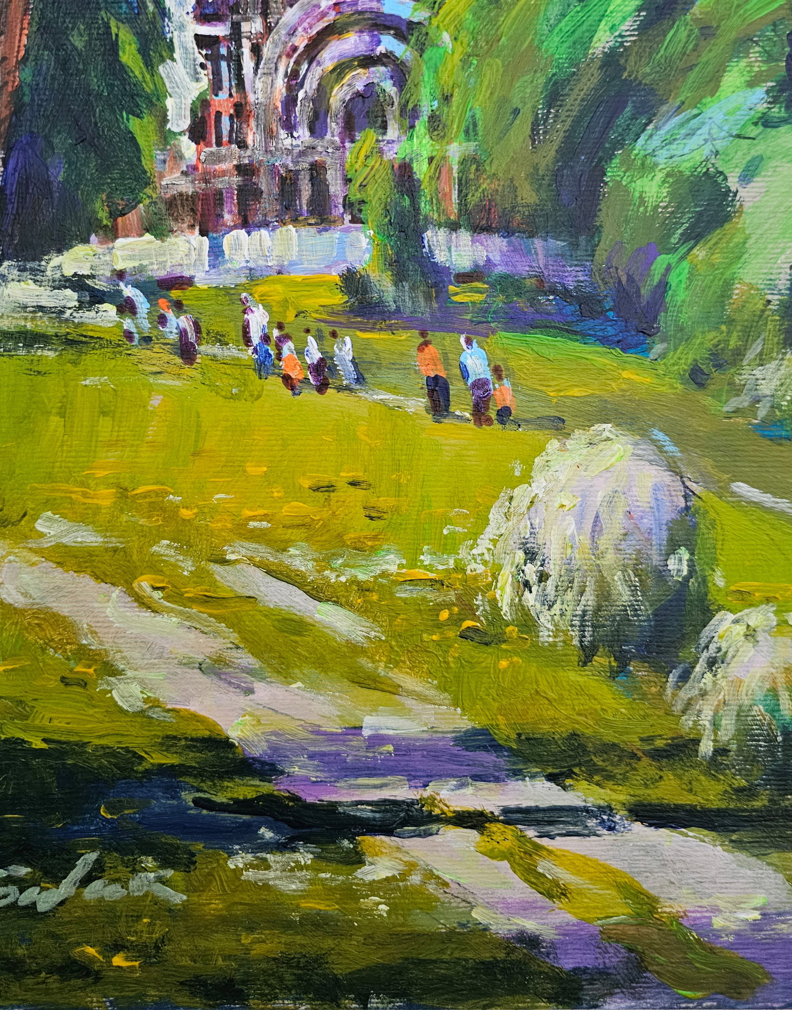 Acrylic painting Construction of St. Michael's Church Vyacheslav Petrovich Babac - 9