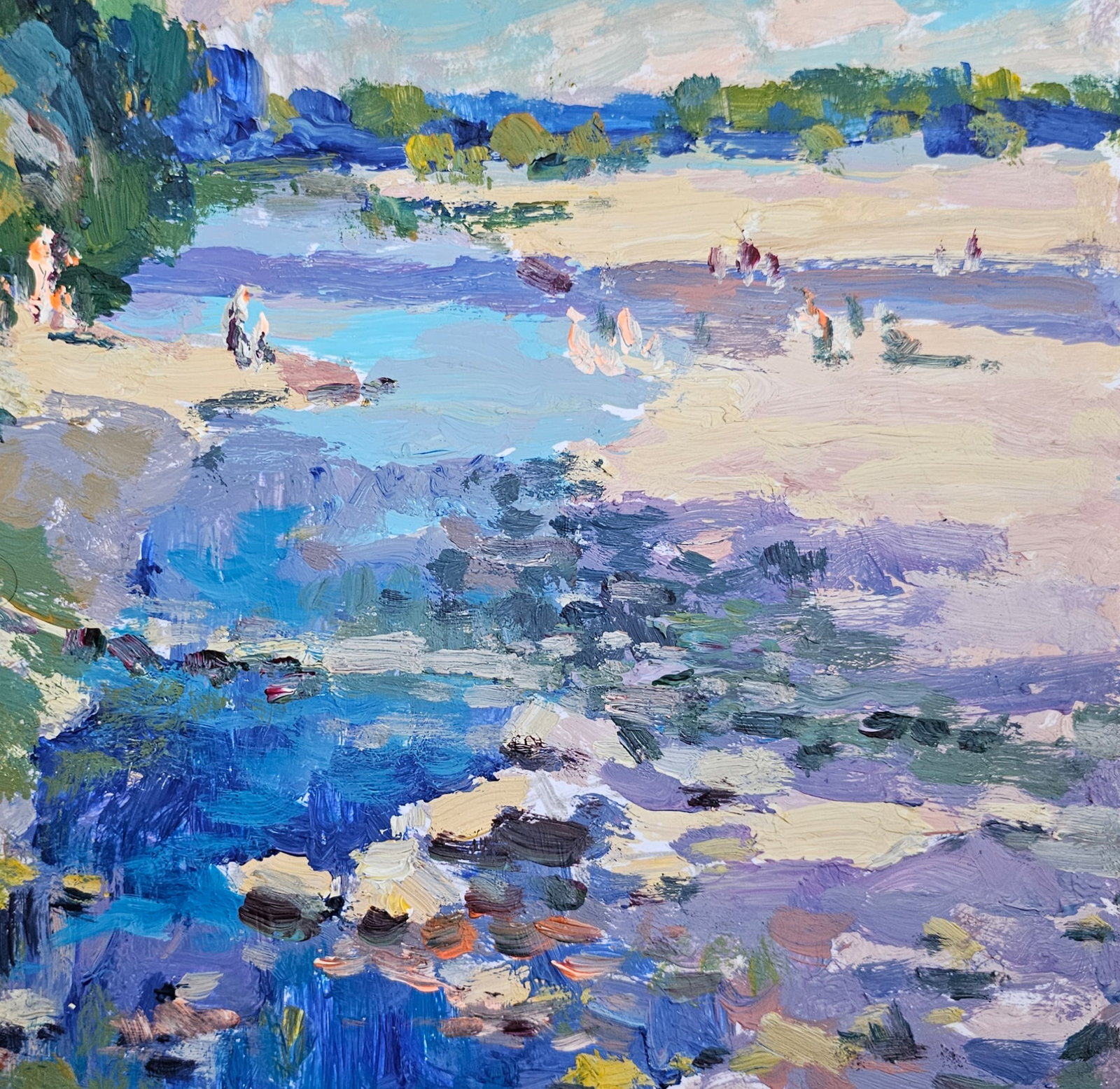 Acrylic painting morning by the river Vyacheslav Petrovich Babac - 10