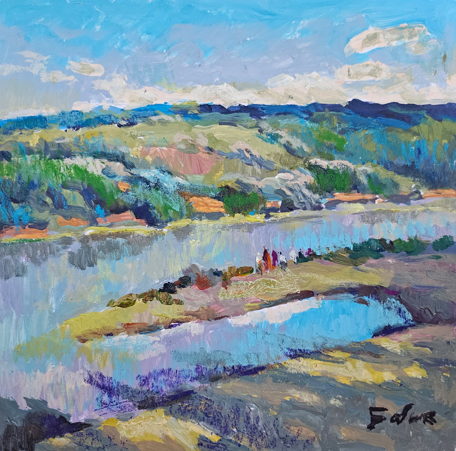 Acrylic painting spring day Vyacheslav Petrovich Babac: Title: Acrylic painting spring day Vyacheslav Petrovich Babac Description: 270BA Painter: Vyacheslav Petrovick Babac S?ze: 26x26 cm/ 10.23x10.23 inches Components: Acrylic, cardboard Original painting