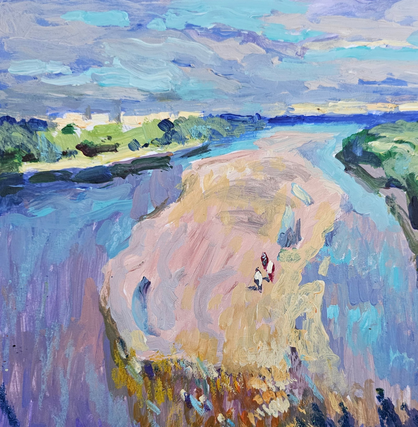 Acrylic painting river landscape Vyacheslav Petrovich Babac - 3