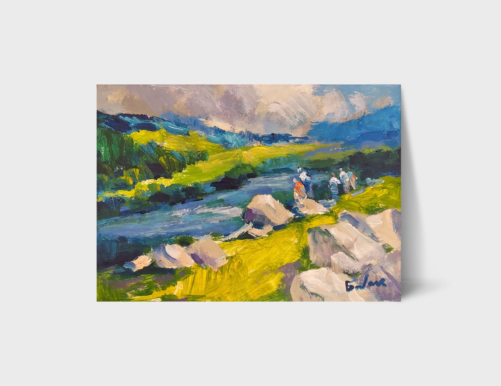 Acrylic painting behind the Carpathian village Vyacheslav Petrovich Babac - 10
