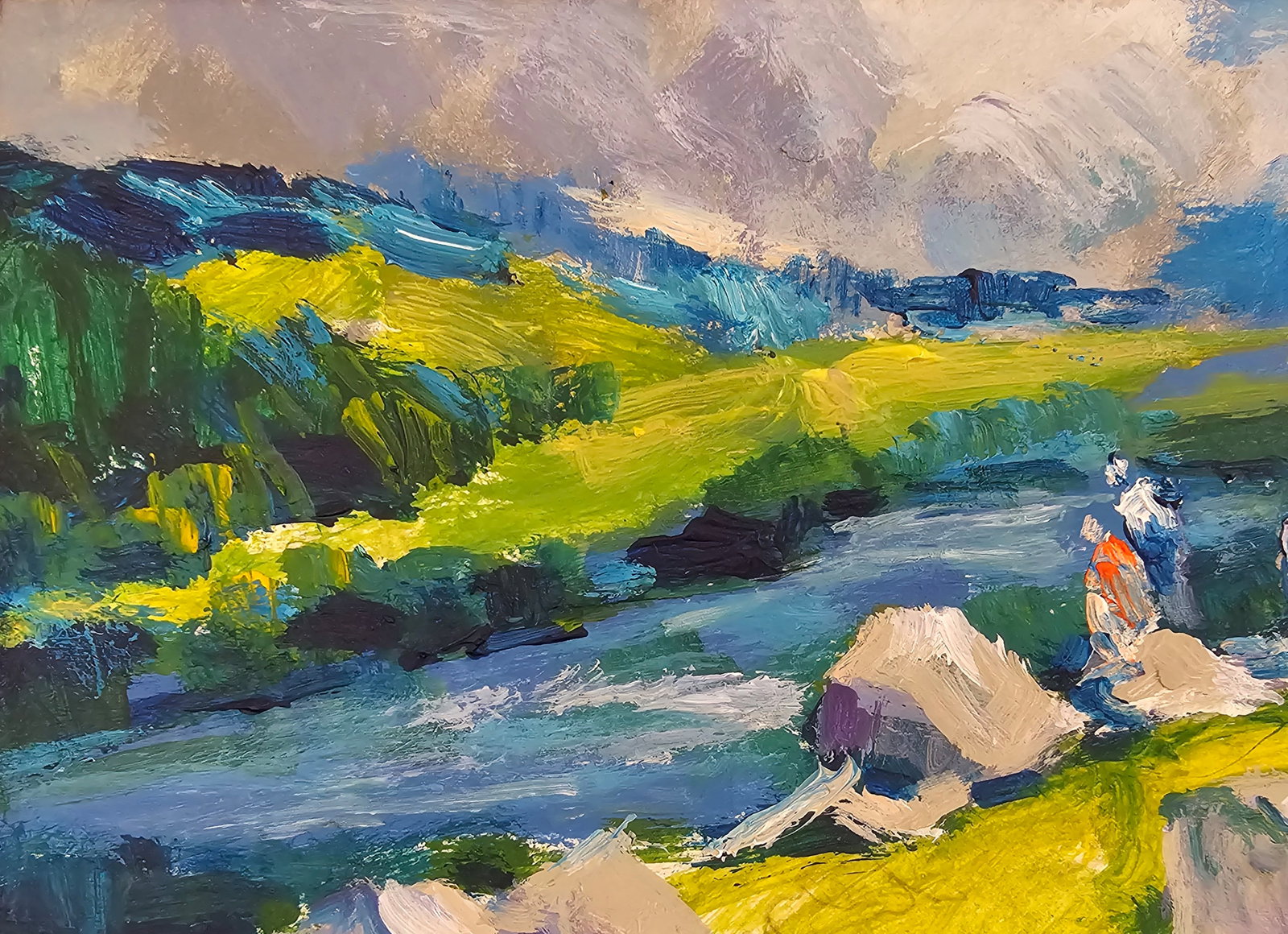 Acrylic painting behind the Carpathian village Vyacheslav Petrovich Babac - 3