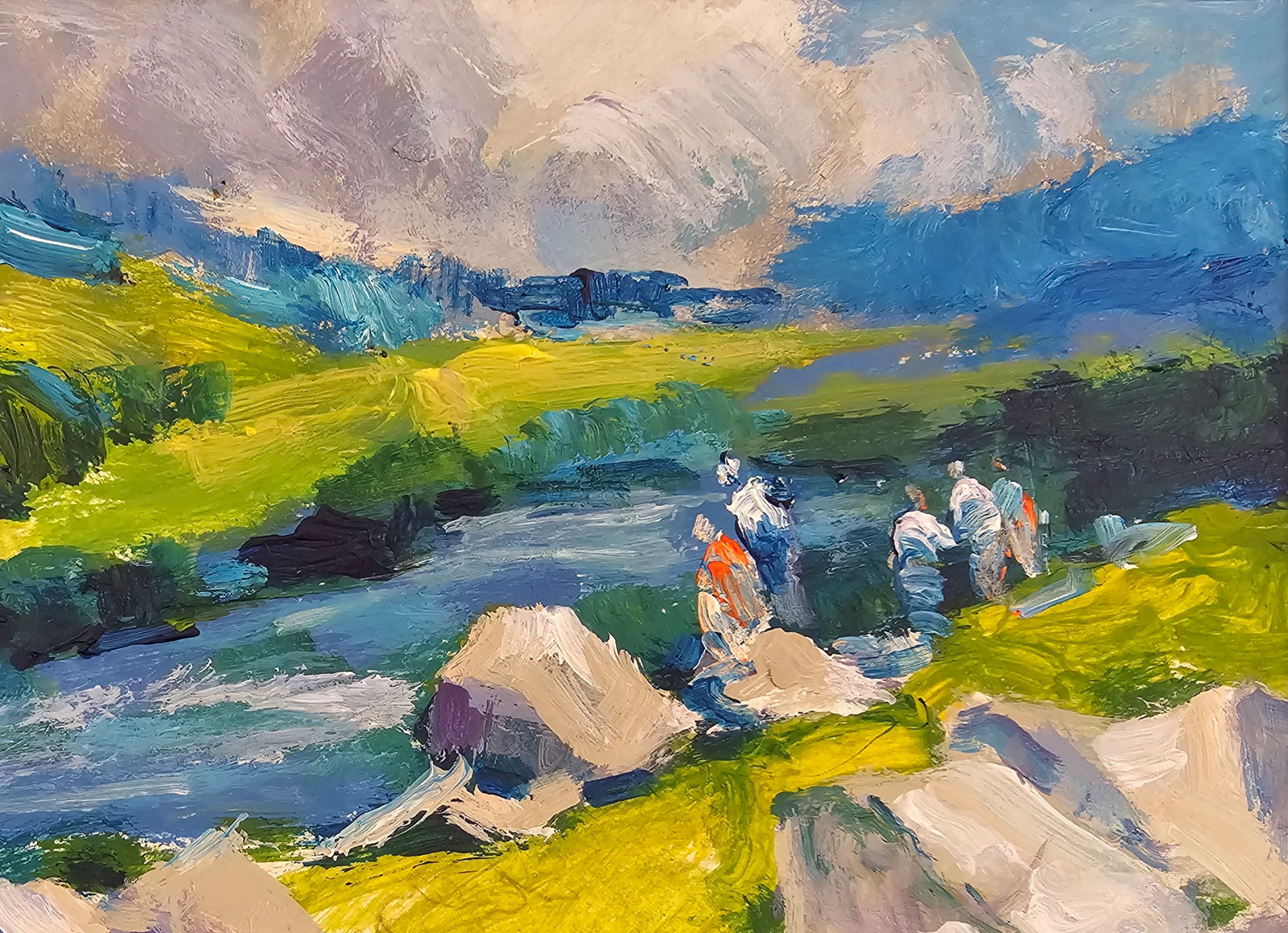 Acrylic painting behind the Carpathian village Vyacheslav Petrovich Babac - 4