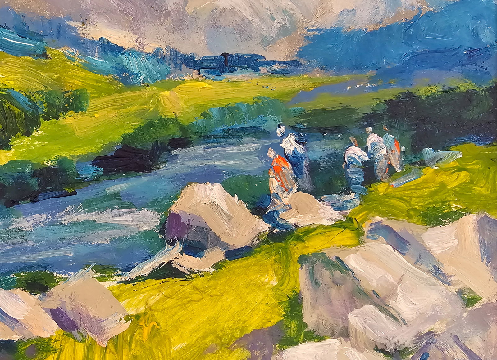 Acrylic painting behind the Carpathian village Vyacheslav Petrovich Babac - 9