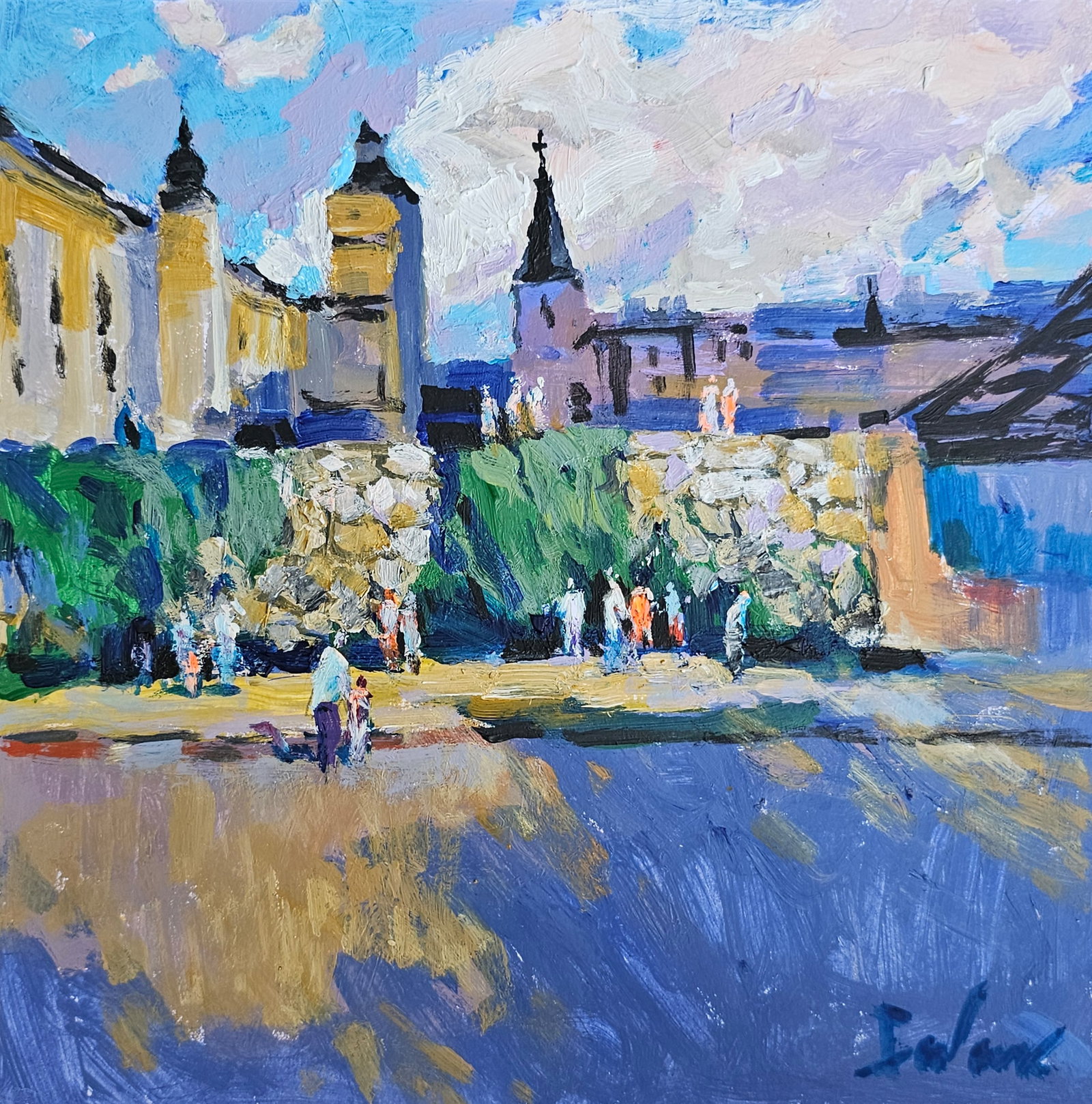 Acrylic painting Ivano-Frankivsk bastion Vyacheslav Petrovich Babac: Title: Acrylic painting Ivano-Frankivsk bastion Vyacheslav Petrovich Babac Description: 303BA Painter: Vyacheslav Petrovick Babac S?ze: 25x26 cm/ 9.84x10.23 inches Components: Acrylic, cardboard Origi